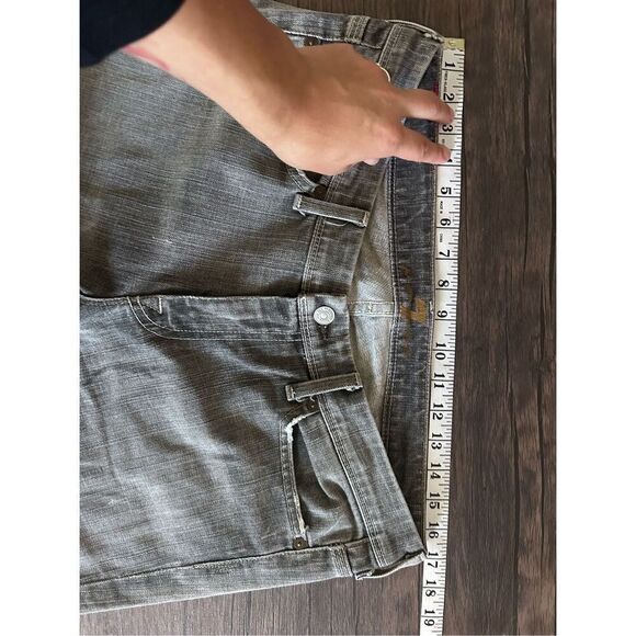 7 For All Mankind Gray Grommet Flynt Bootcut Mini Flare Jeans Size 31 - Picture 8 of 10